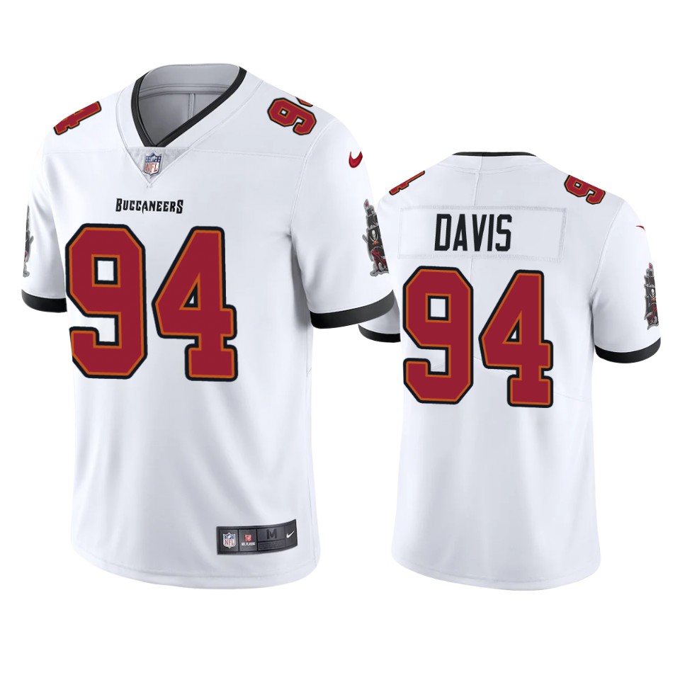 Tampa Bay Buccaneers Men Nike NFL  #94  Khalil Davis White Vapor Untouchable Limited Jersey->tampa bay buccaneers->NFL Jersey